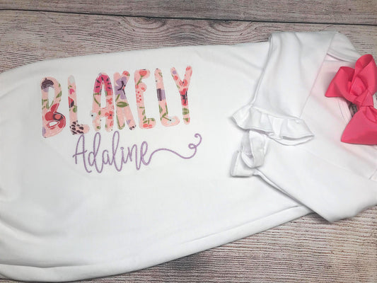 Personalized Baby girl gown, newborn baby girl gown, baby gift, going home outfit, baby shower gift