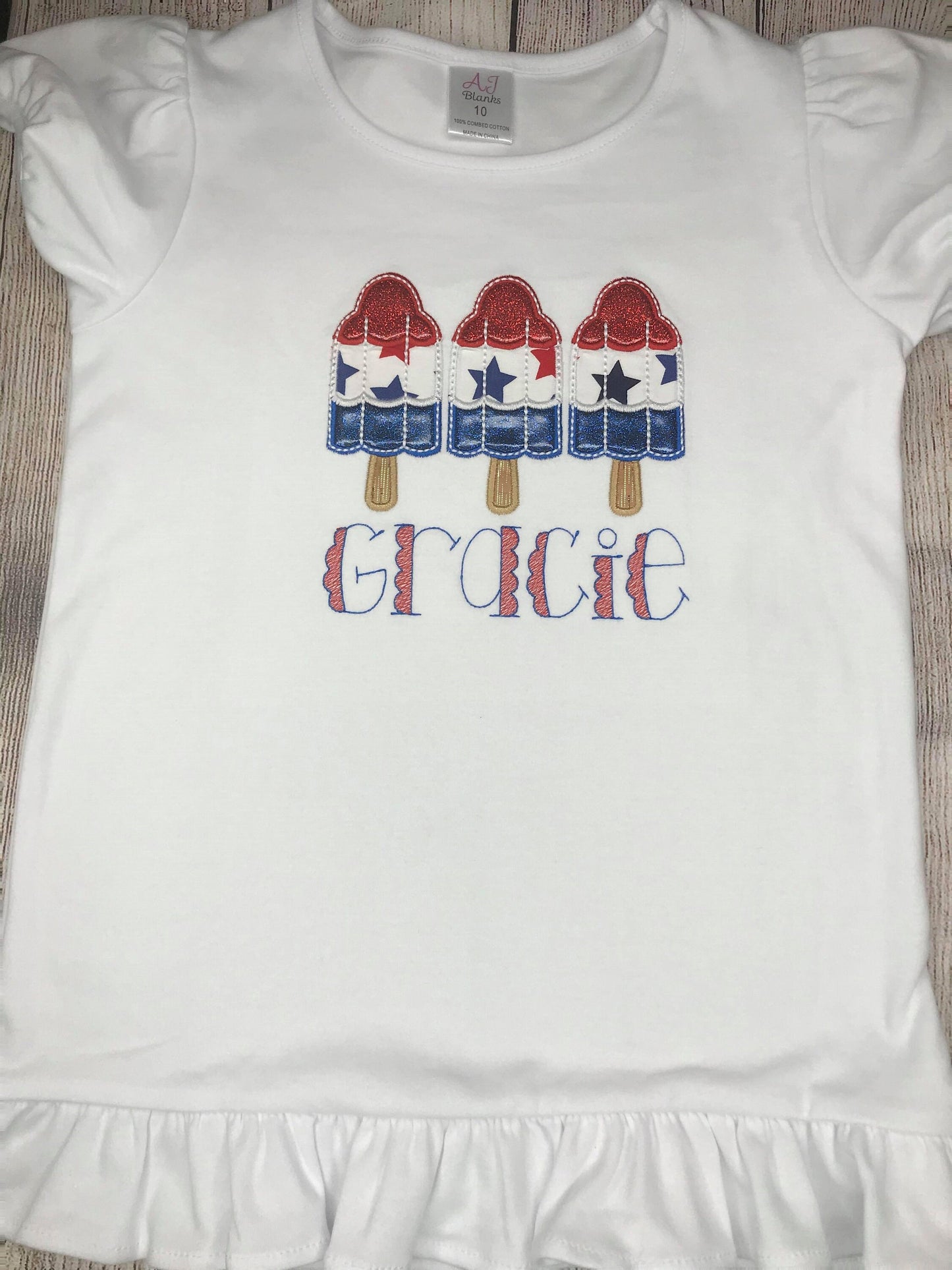 Girls 4th of July Shirt, Girls Patriotic Shirt, Girls Red White and Blue Shirt, Girls Patriotic Popsicle Shirt, Girls Memorial Day Shirt