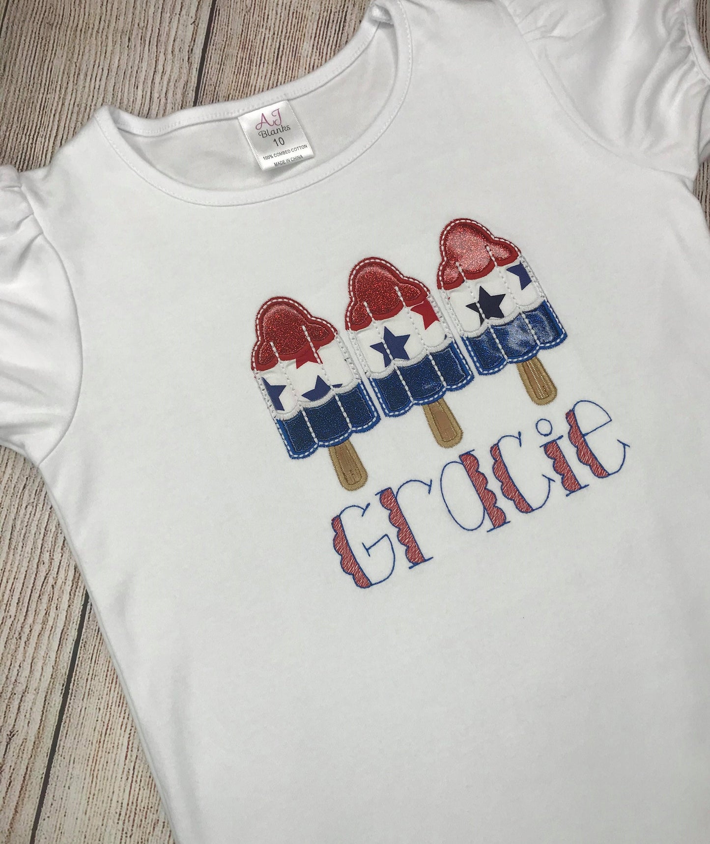 Girls 4th of July Shirt, Girls Patriotic Shirt, Girls Red White and Blue Shirt, Girls Patriotic Popsicle Shirt, Girls Memorial Day Shirt