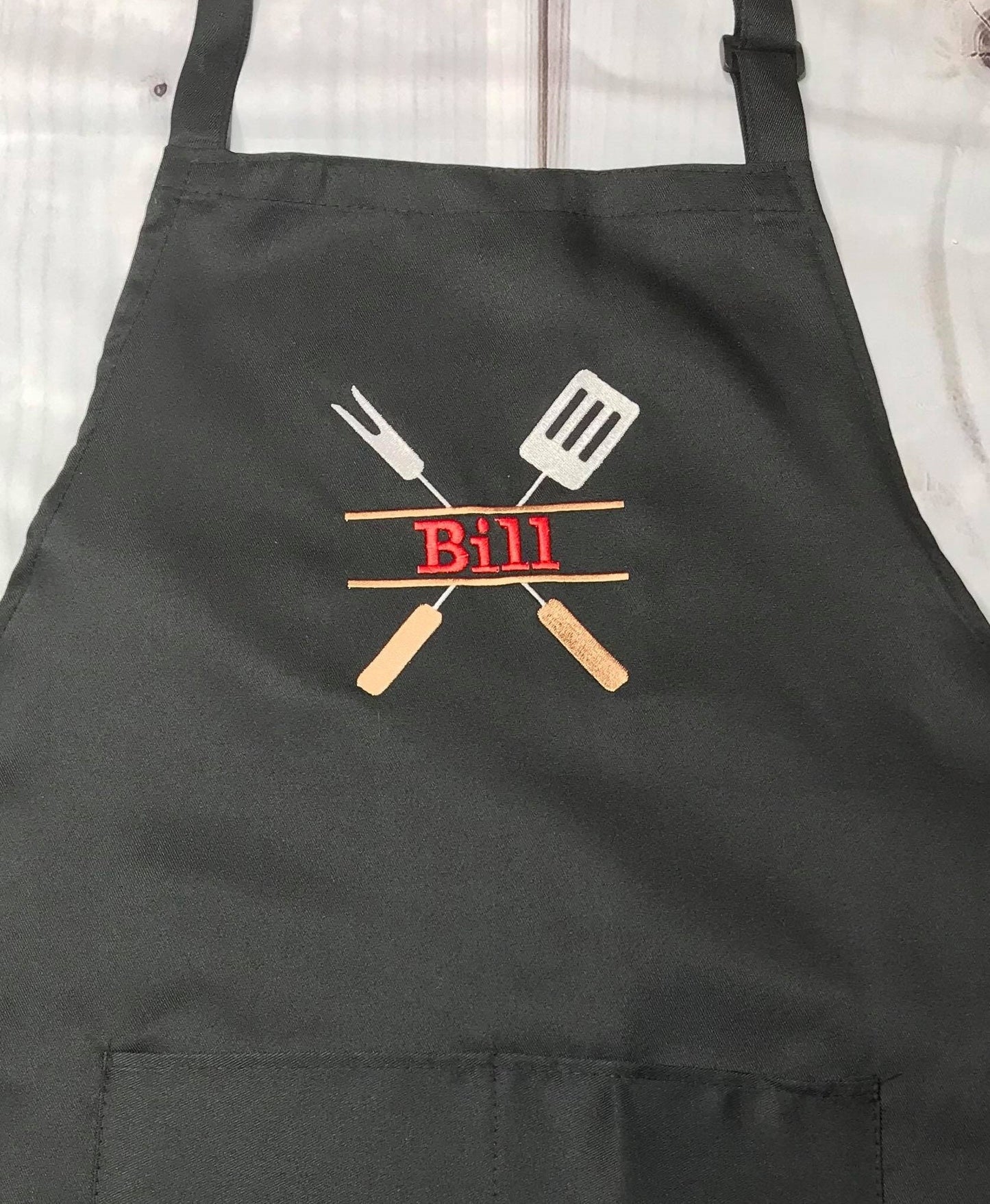 Adult Apron,Black  Grilling Apron, Adult Personalized Apron ,Embroidered Apron,  Mens Apron, Cooking Apron, Father's Day Gift