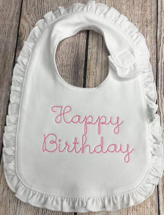 Girls Baby Bib, Happy Birthday Bib , Sibling Gift, Baby Gift , Personalized Bib , Monogram Bib, 1st Birthday bib