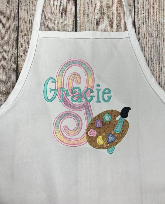 Girls Apron, Art Apron, Kids Art Apron, Kids Personalized Apron ,Embroidered Apron, Painting Apron, Drawing Apron