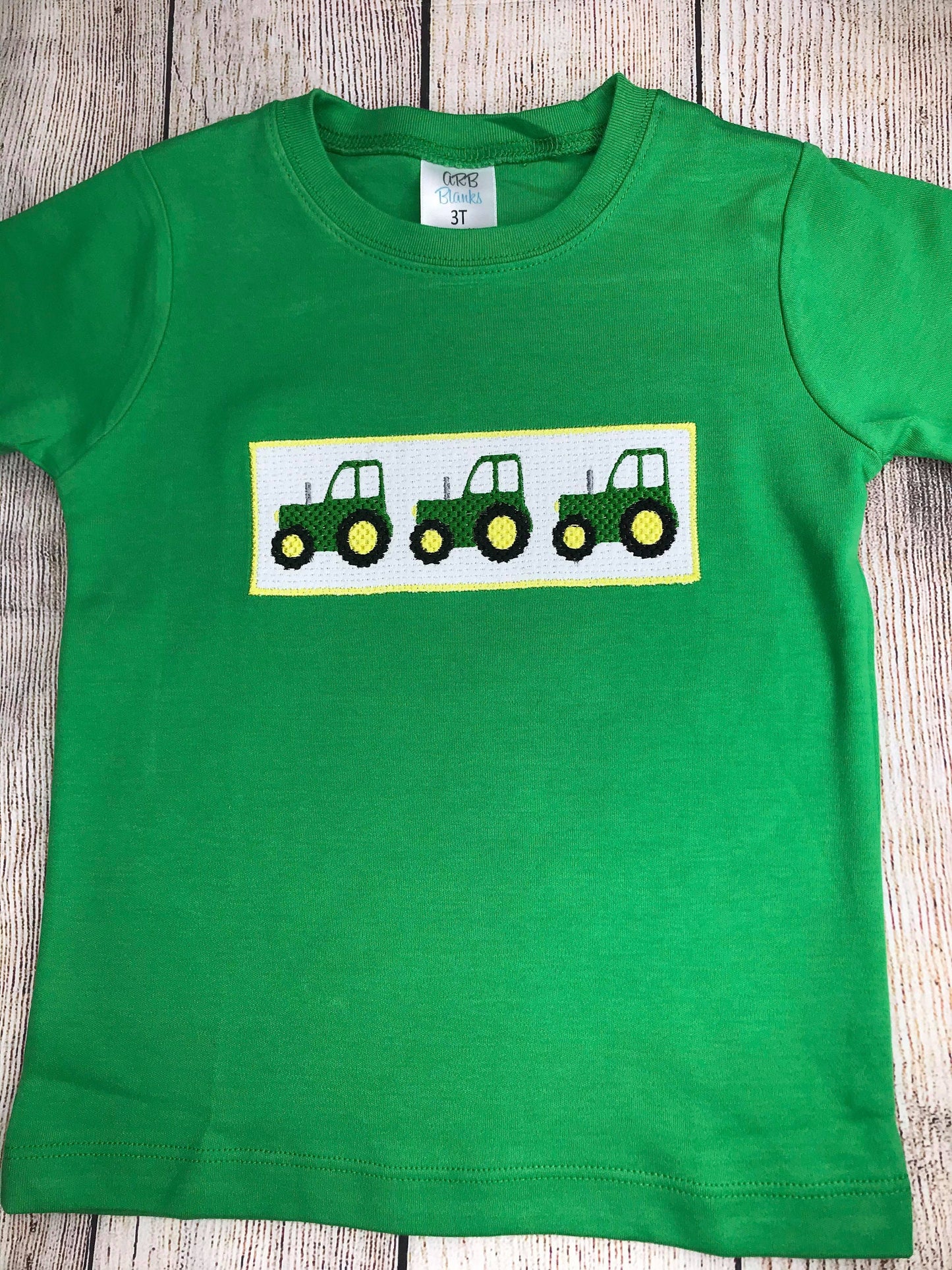 Boys Tractor Shirt, Tractor shirt,  Faux Smock Shirt, Faux Smock Tractor Shirt, Boys Green Shirt , Personalized Shirt