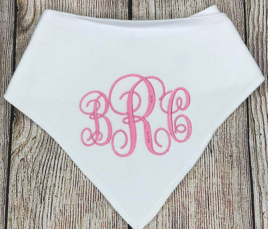 Girls Bandana Baby Bib, Girls Monogram Baby Bib, Coming Home Gift, Sibling Gift, Baby Gift , Personalized Bib, Monogram Bib