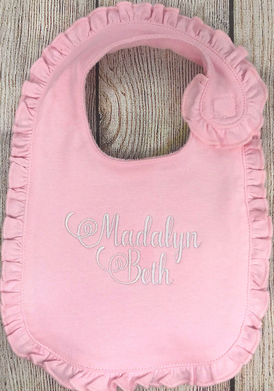 Girls Baby Bib, Girls Monogram Baby Bib, Coming Home Gift, Sibling Gift, Baby Gift , Personalized Bib, Monogram Bib, Pink Bib
