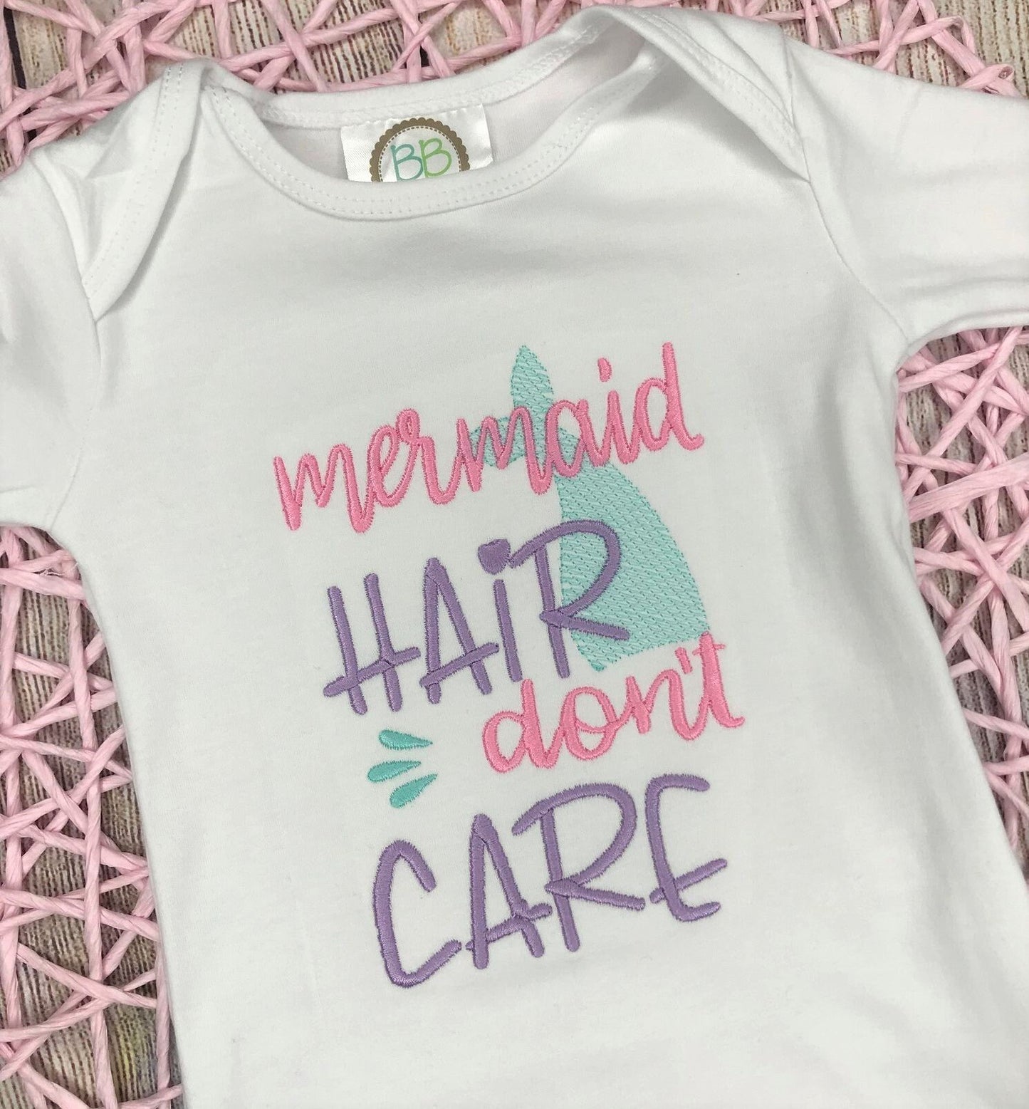 Mermaid Hair Don't Care Gown, Mermaid Baby Gown, Personalized Baby girl gown, newborn baby girl gown, baby gift, going home outfit