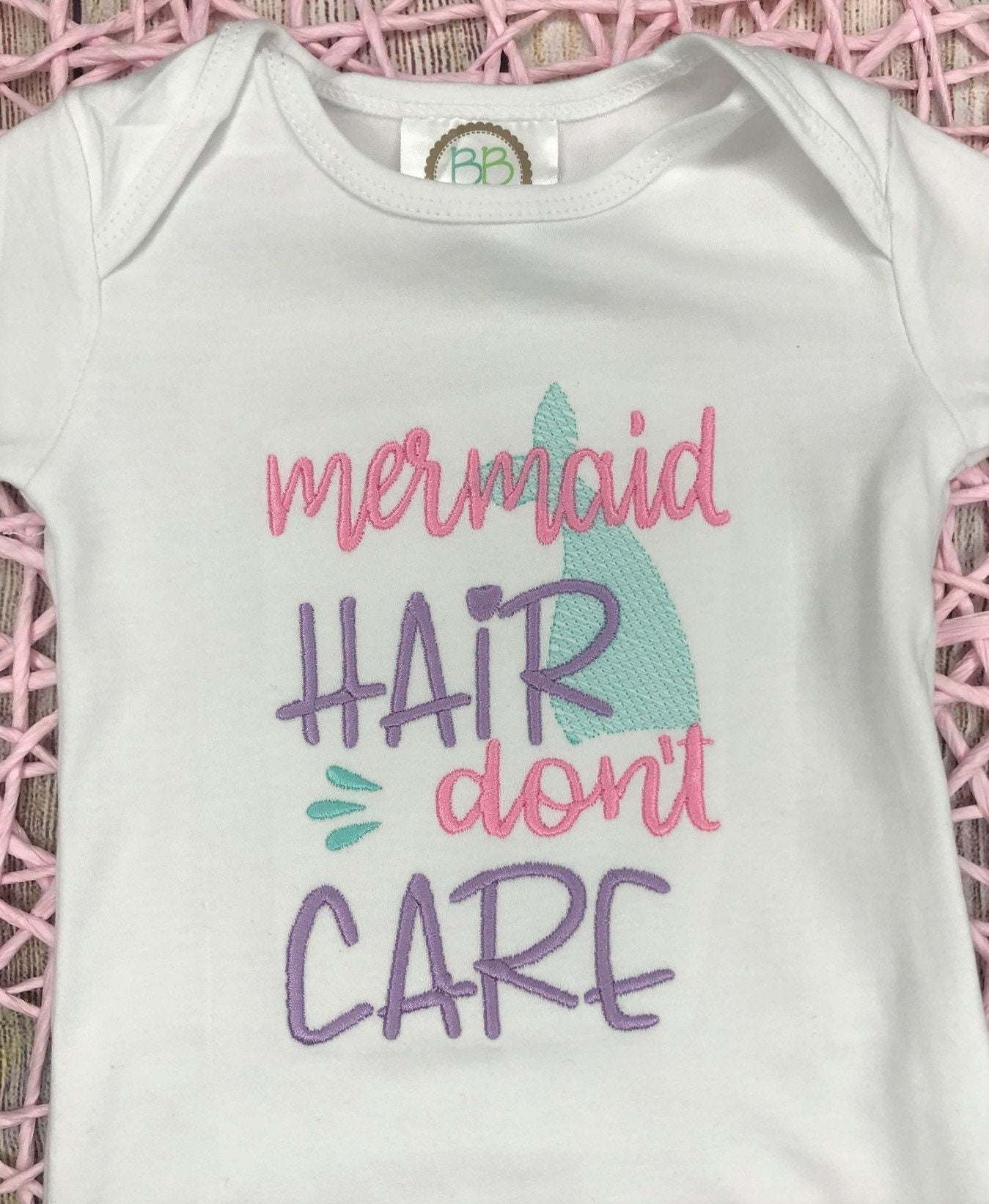 Mermaid Hair Don't Care Gown, Mermaid Baby Gown, Personalized Baby girl gown, newborn baby girl gown, baby gift, going home outfit